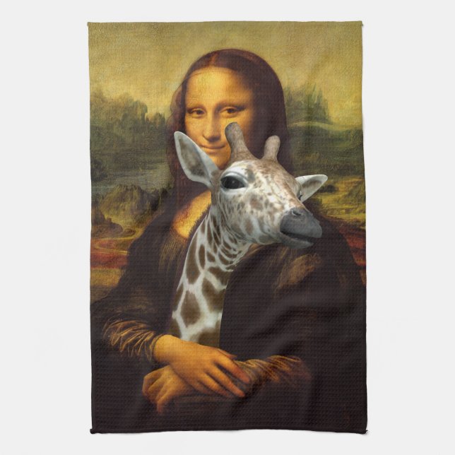 Mona Lisa Loves Giraffes Towel (Vertical)