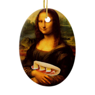 Mona Lisa Loves Paninis Ceramic Ornament