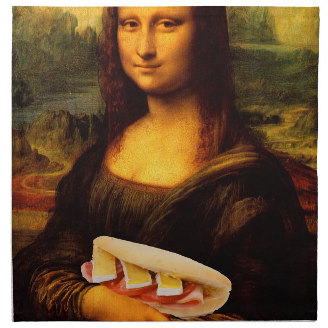 Mona Lisa Loves Paninis Cloth Napkin (Front)