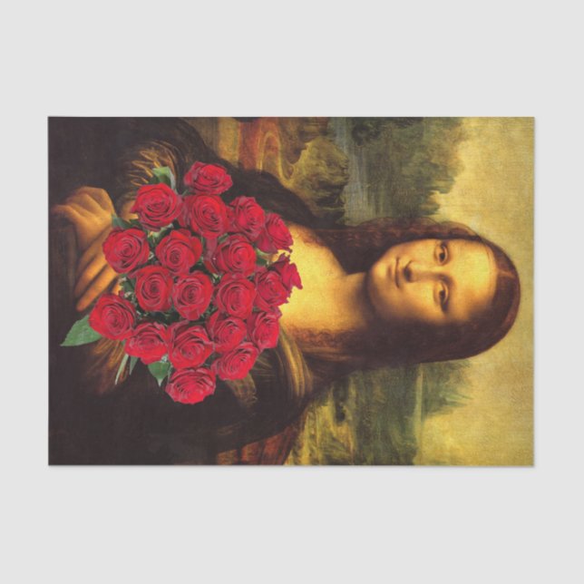 Mona Lisa Loves Roses Tissue Paper (Front)