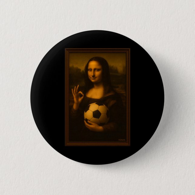 Mona Lisa Loves Soccer  Button (Front)