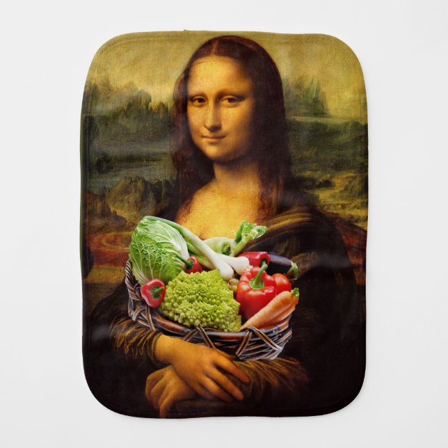 Mona Lisa Loves Vegetables Burp Cloth (Front)