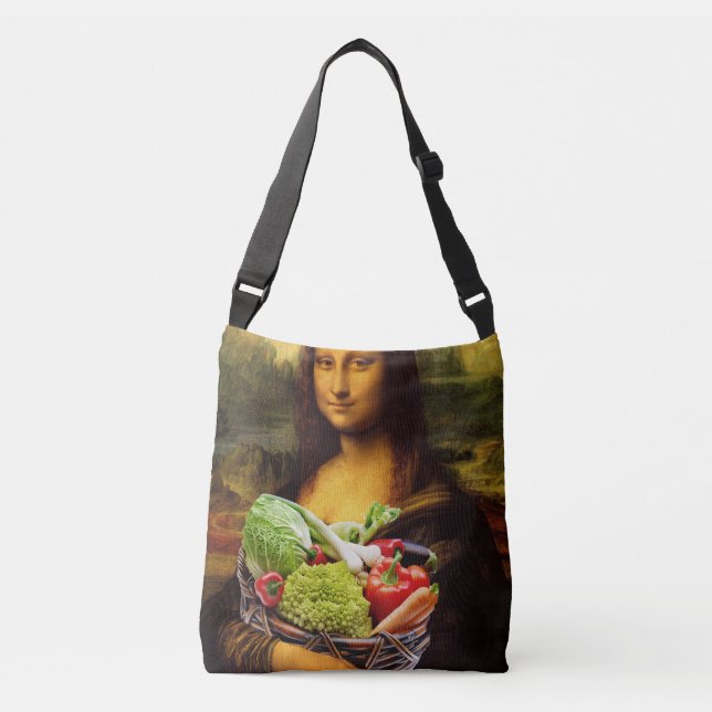 Mona Lisa Loves Vegetables Crossbody Bag (Front)
