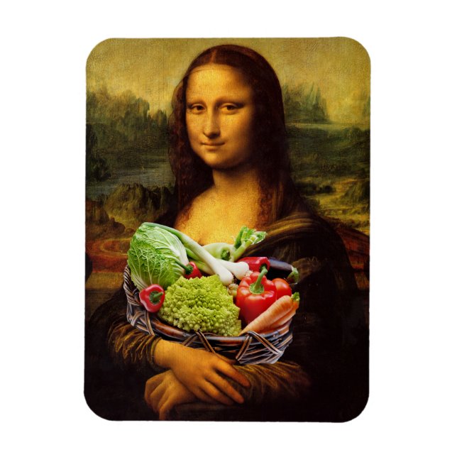Mona Lisa Loves Vegetables Magnet (Vertical)