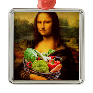 Mona Lisa Loves Vegetables Metal Ornament