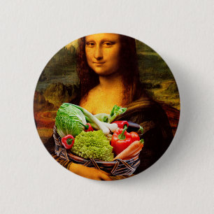 Mona Lisa Loves Vegetables Pinback Button