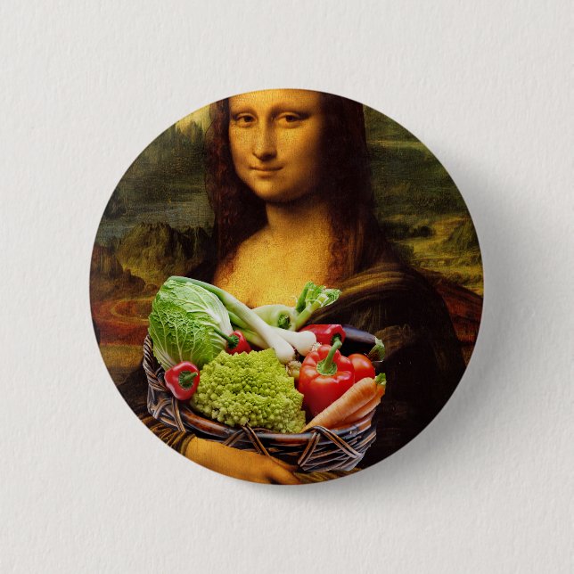 Mona Lisa Loves Vegetables Pinback Button (Front)