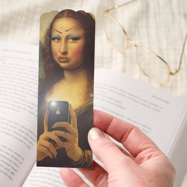 Mona Lisa making a funny face with makeup Bookmarks (Hand)