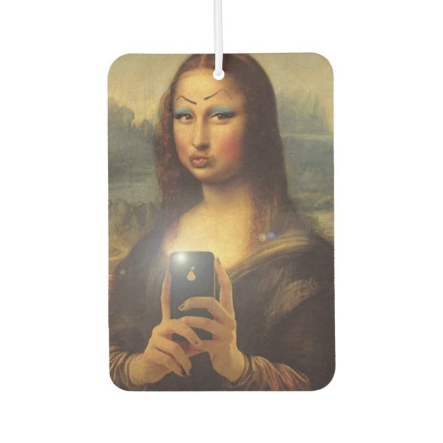 Mona Lisa making a funny face with makeup Da Vinci Air Freshener (Front)