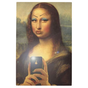 Mona Lisa making a funny face with makeup Metal Print