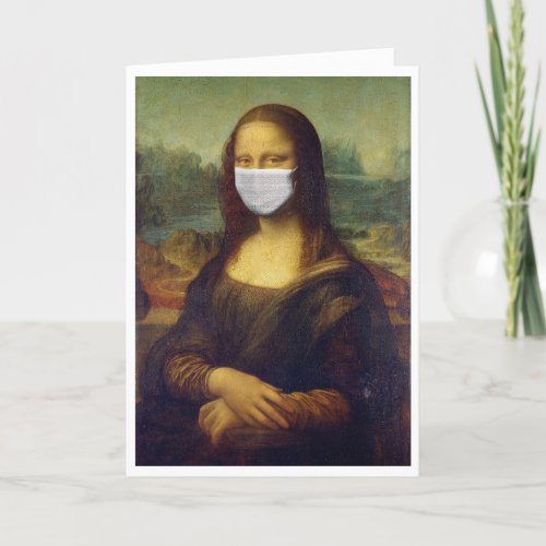 Mona Lisa Mask Social Distance Happy Birthday Card