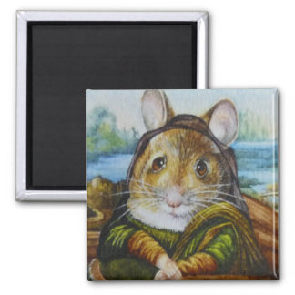Mona Lisa Mouse Parody Watercolor Art Magnet