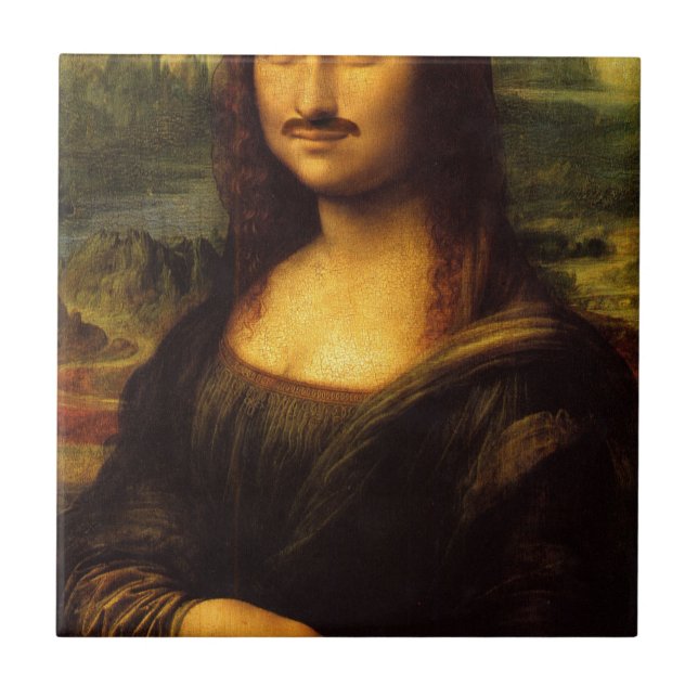 mona lisa mustache ceramic tile (Front)
