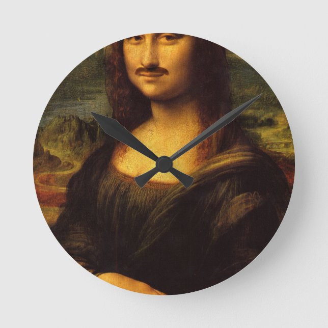mona lisa mustache round clock (Front)