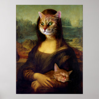 Mona Lisa Orange Cat Poster