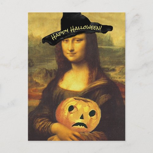 Mona Lisa Original Witch Happy Halloween PC fun Postcard