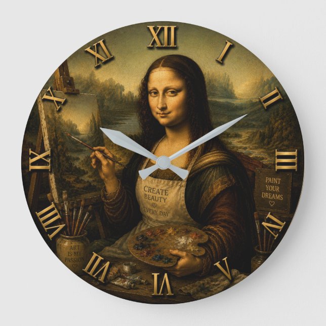 Mona Lisa Painter  Large Clock (Front)