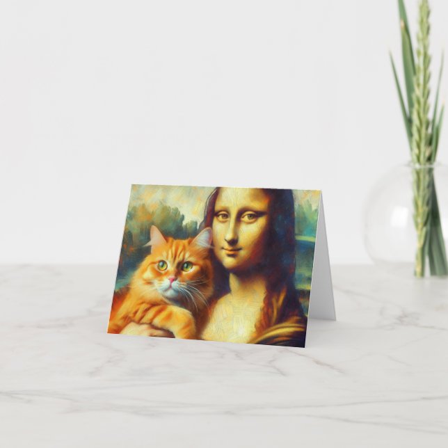 Mona Lisa painting La Gioconda with Cat Card (Front)