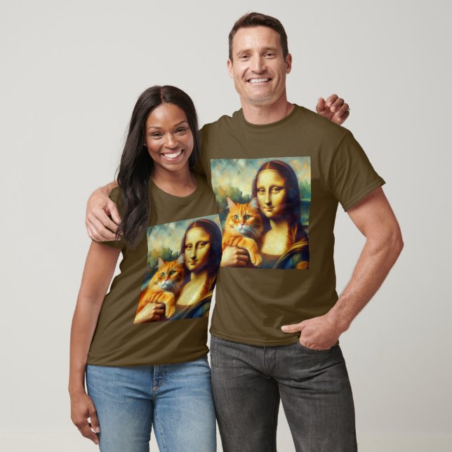 Mona Lisa painting La Gioconda with Cat T-Shirt (Unisex)