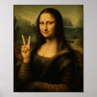 Mona Lisa Peace Sign Poster