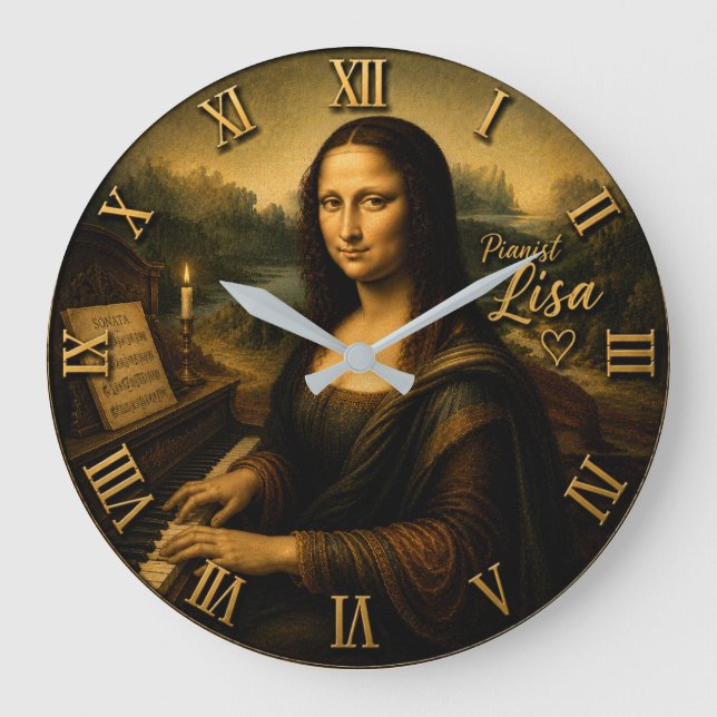Mona Lisa Pianist Large Clock (Front)
