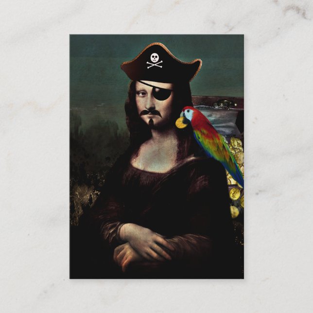 Mona Lisa Pirate Captain With Mustache Business Card (Front)