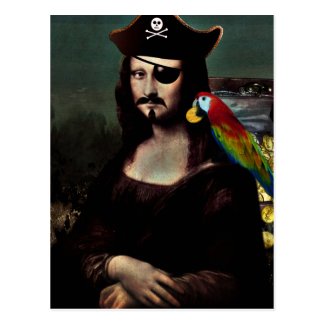 Mona Lisa Pirate Captain with Mustache Postcard