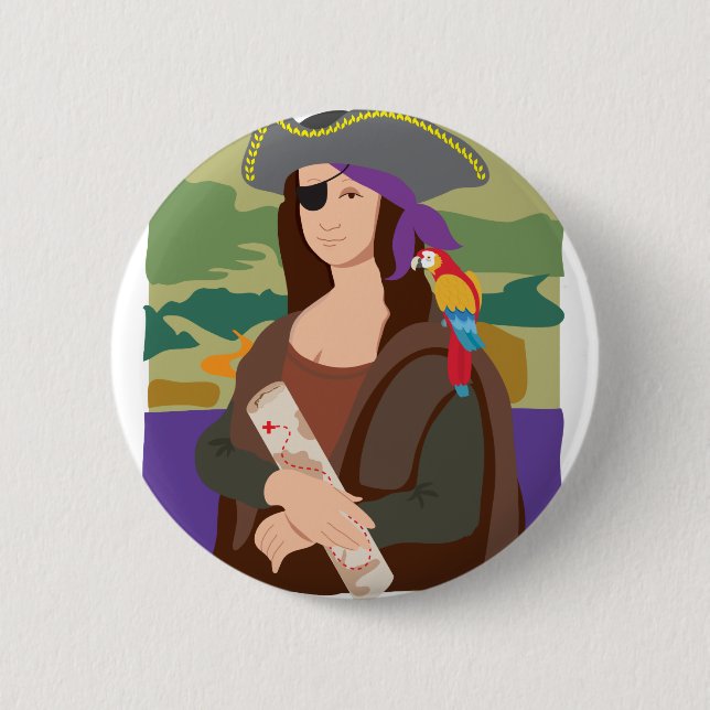Mona Lisa Pirate Pinback Button (Front)