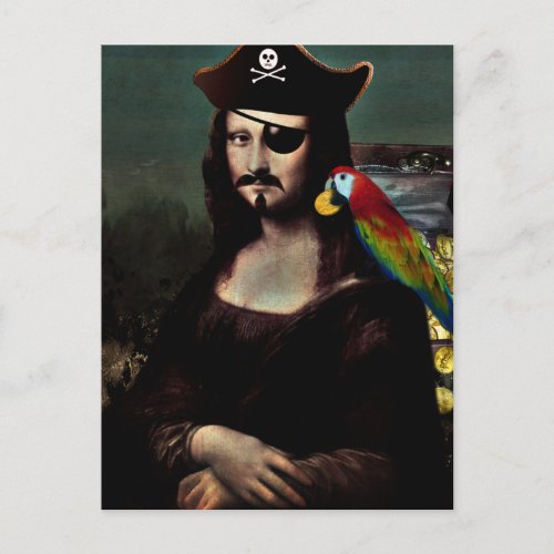 Mona Lisa Pirate with Mustache Postcard