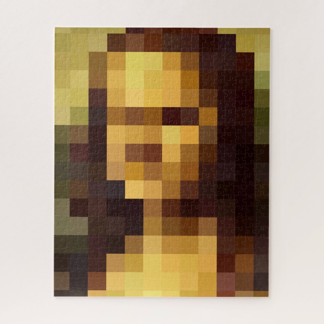 Mona Lisa pixel art Leonardo da Vinci, La Gioconda Jigsaw Puzzle | Zazzle