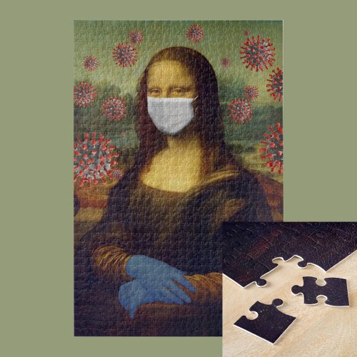 Mona Lisa Playing Safe Around Coronavirus ZFBP Jigsaw Puzzle