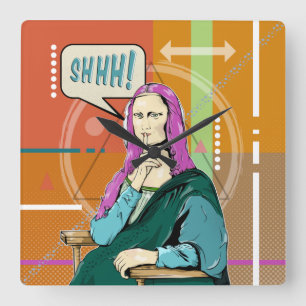 Mona Lisa Popart Square Wall Clock