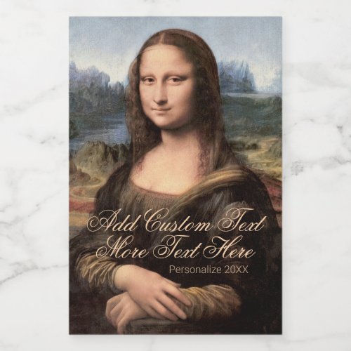 Mona Lisa Portrait Add Brand Name and Year Small Wine Label