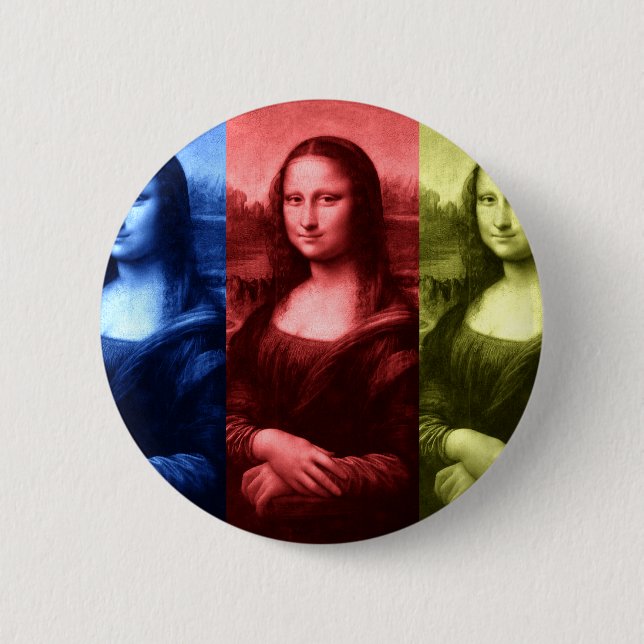 Mona Lisa Primary Colors Pinback Button (Front)