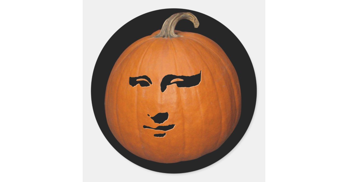 mona-lisa-pumpkin-classic-round-sticker-zazzle