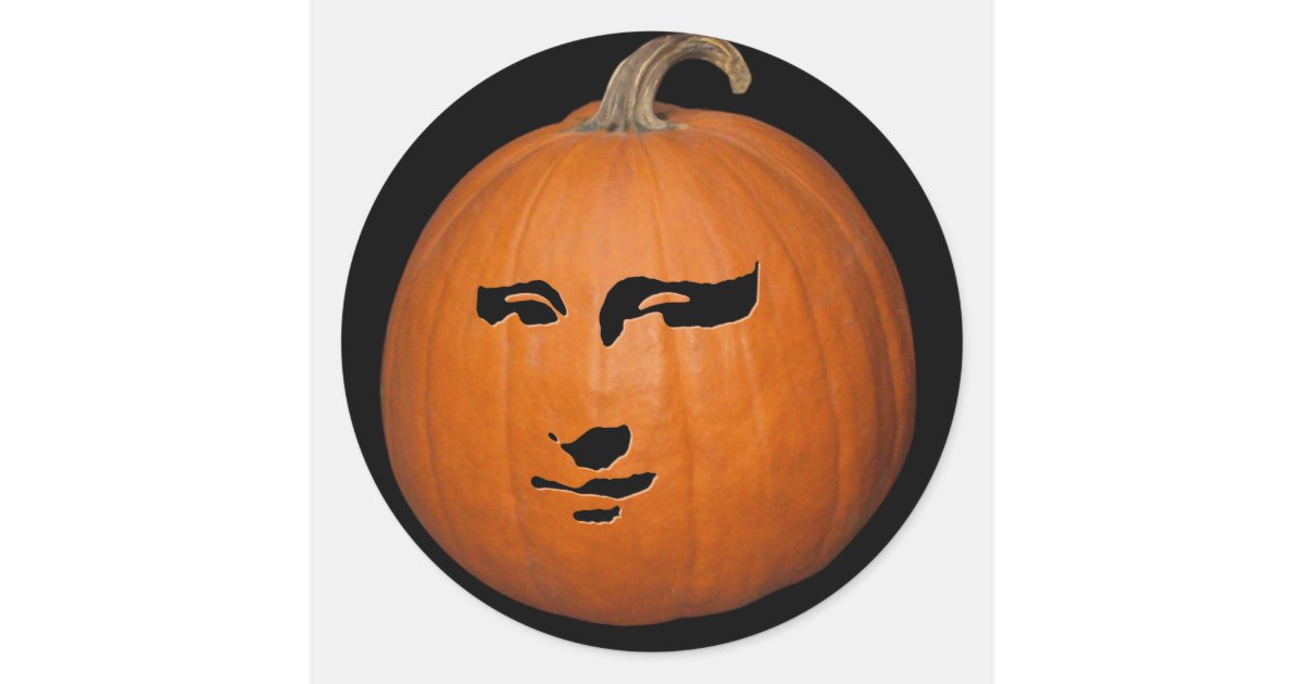 Mona Lisa Pumpkin Classic Round Sticker Zazzle mona-lisa-pumpkin-classic-round-sticker-zazzle