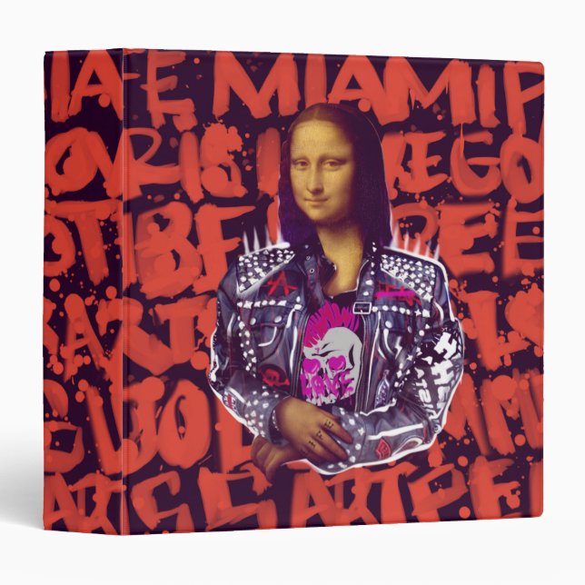 Mona Lisa Punk Art 3 Ring Binder (Front/Spine)