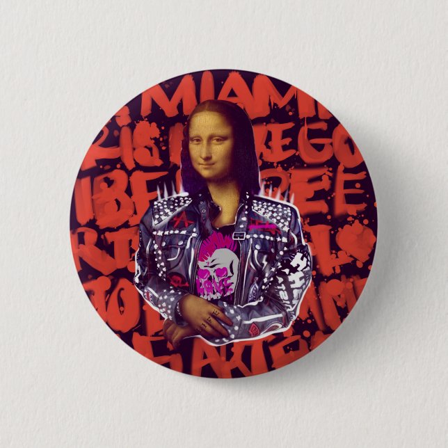 Mona Lisa Punk Art Button (Front)