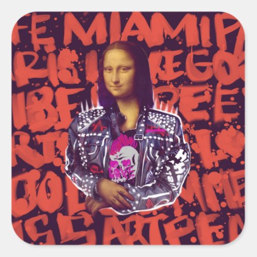 Mona Lisa Punk Art Square Sticker