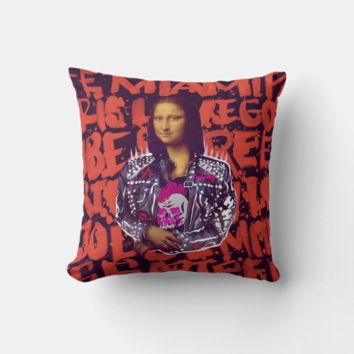 Mona Lisa Punk Art Throw Pillow