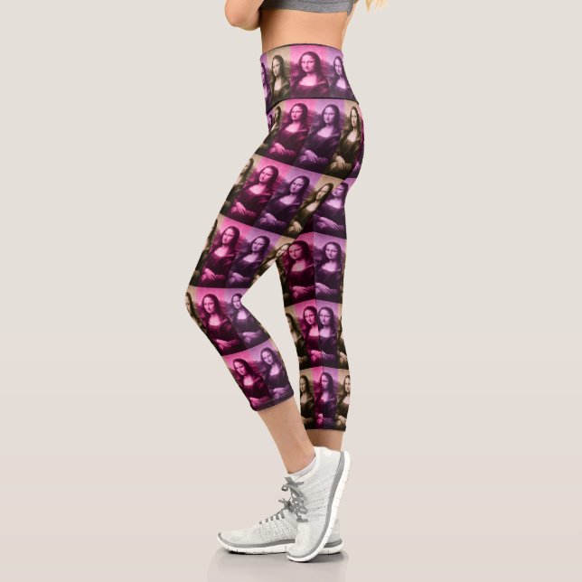 Mona Lisa Purple Pink Chocolate Capri Leggings (Left)