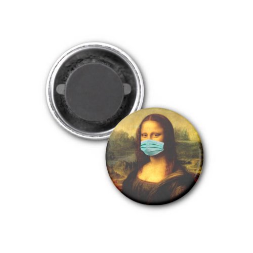 Mona lisa quarantined with a bandage for the face magnet
