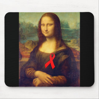 Mona Lisa Red Ribbon Mouse Pad