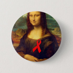 Mona Lisa Red Ribbon Pinback Button