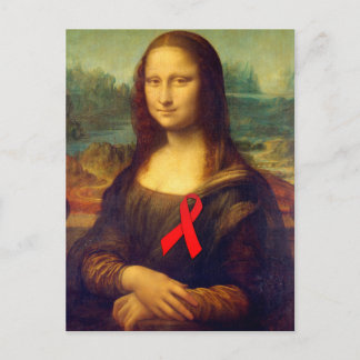 Mona Lisa Red Ribbon Postcard