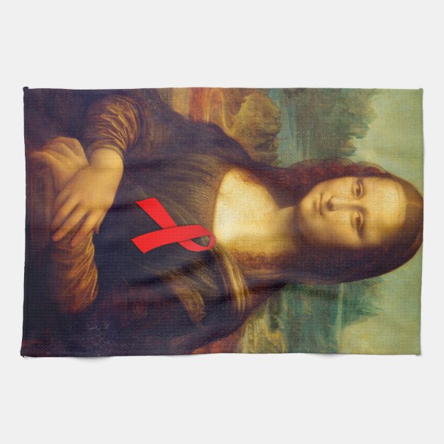 Mona Lisa Red Ribbon Towel (Horizontal)