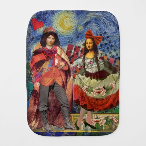 Mona Lisa Romantic Funny Colorful Artwork Baby Burp Cloth