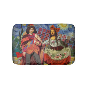 Mona Lisa Romantic Funny Colorful Artwork Bathroom Mat