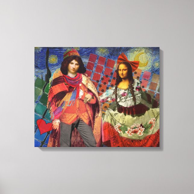 Mona Lisa Romantic Funny Colorful Artwork Canvas Print (Front)