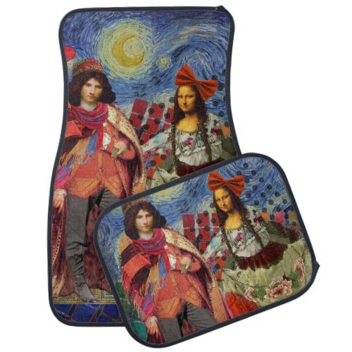 Mona Lisa Romantic Funny Colorful Artwork Car Mat